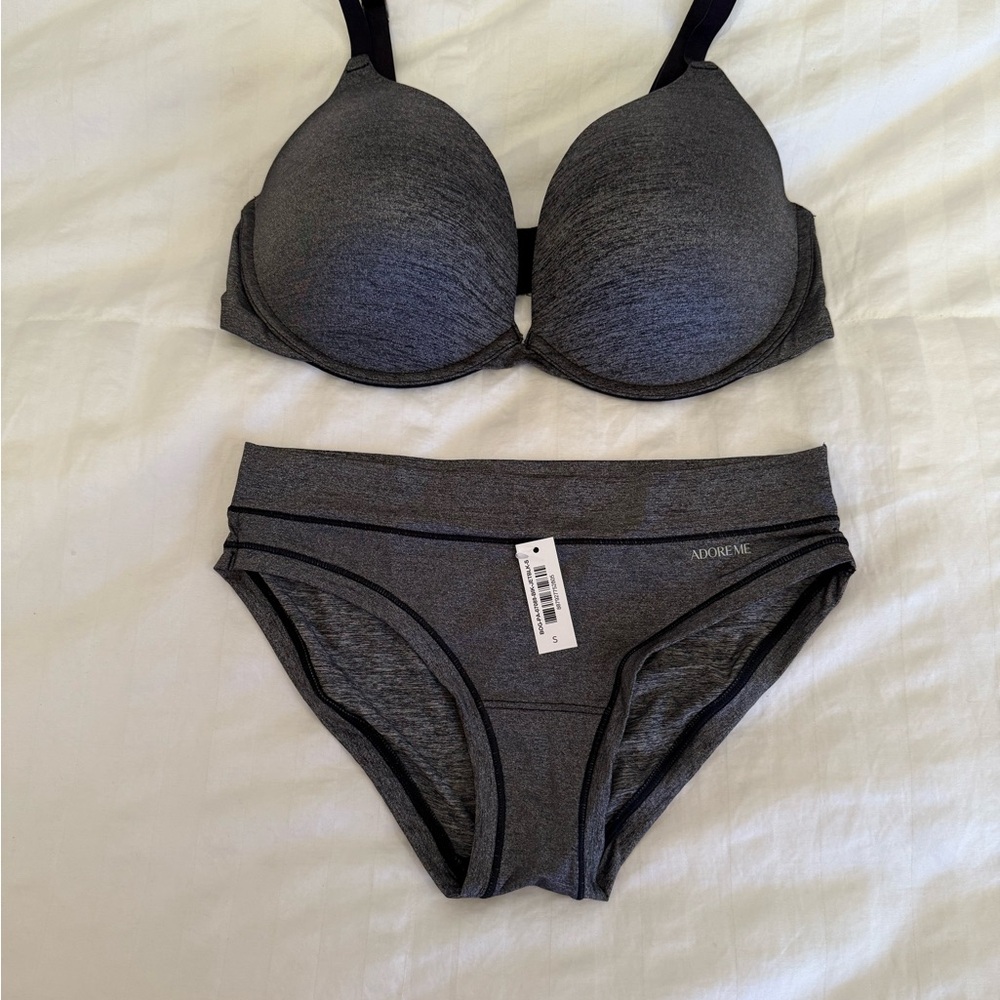Adore Me Charcoal Bra & Panty Set - NWT!